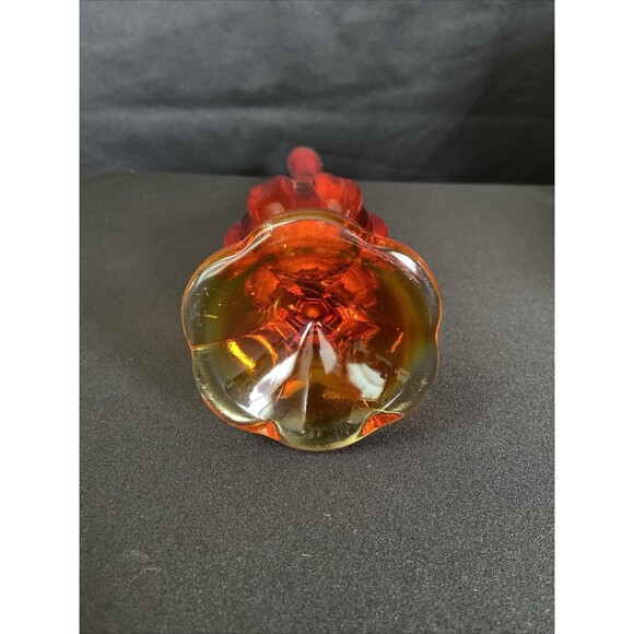 Vintage LE Smith Red Amberina 6 Petal Swung Glass Vase 19.5” Tall MCM - Picture 8 of 10